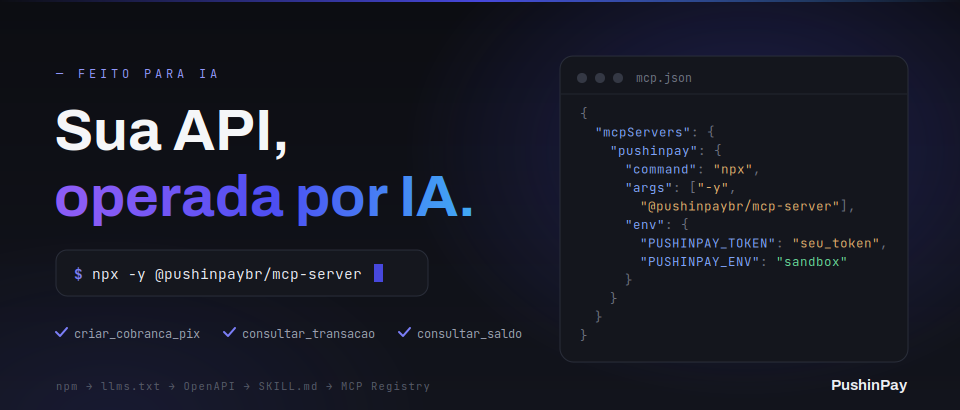 Sua API, operada por IA: o MCP Server oficial da PushinPay